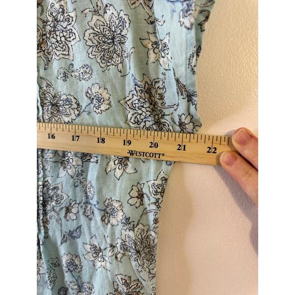 J. Jill 100% Linen Blue Floral Button Up Prairie Cottagecore Sundress Small P - Picture 5 of 6